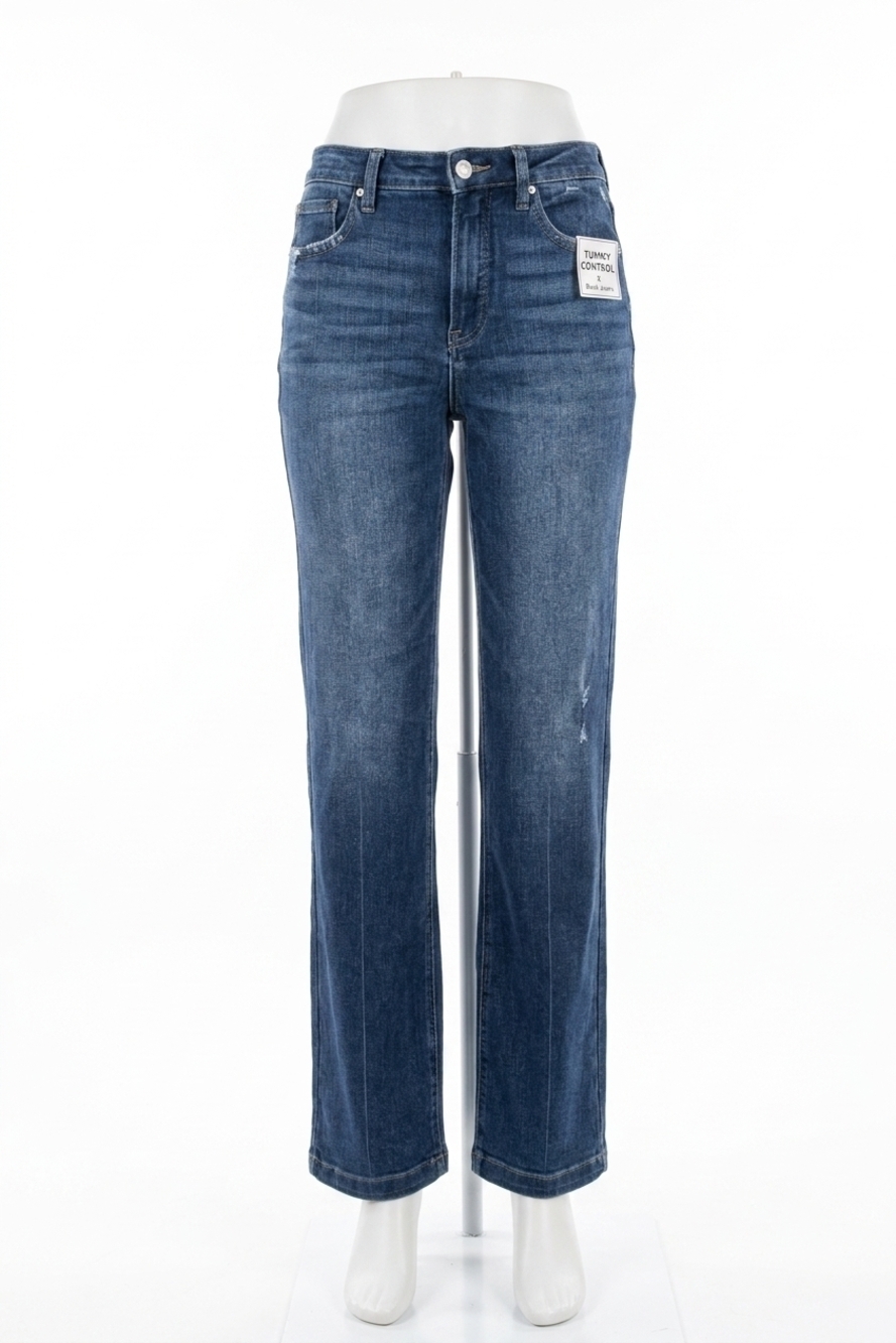 NEW RISEN high rise tummy control straight leg jeans in dark wash